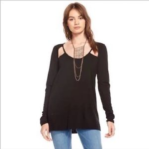 NWT Chaser Black Scoop Neck Cutout Long Sleeve